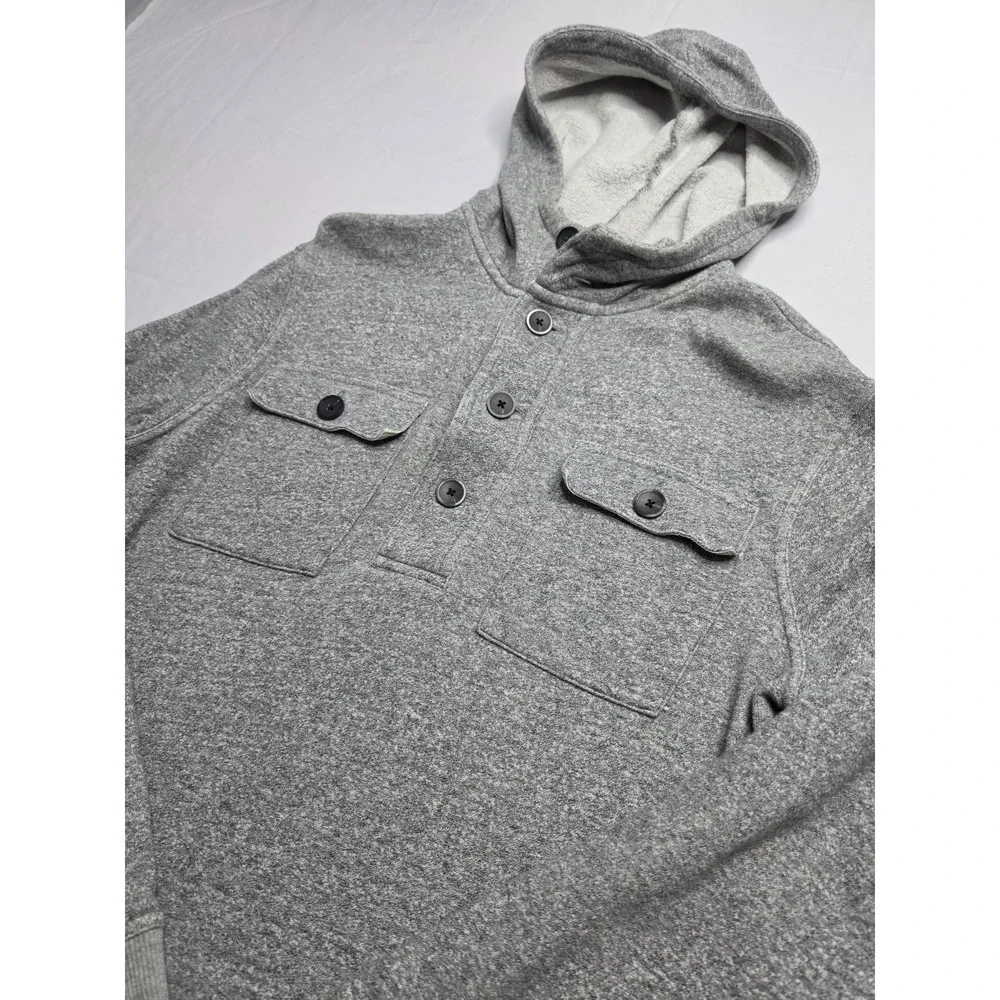 Banana Republic Hoodie Men's Medium Gray Cotton Fleece Lined Long Sleeve Casual